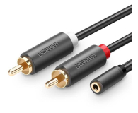 UGREEN AV102 Kabel 2x RCA Cinch jack 3.5 mm 025m czarny - 1488935 - zdjęcie 1